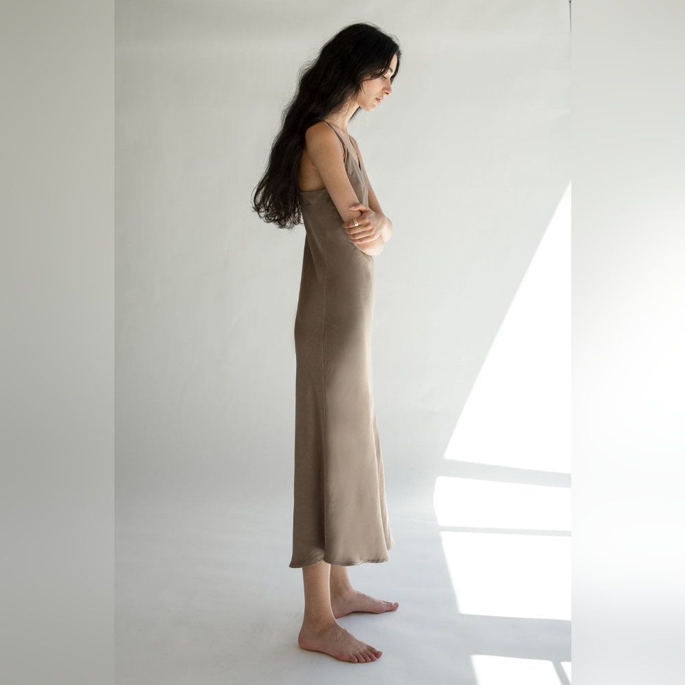 Oak + Fort Midi Satin Dress